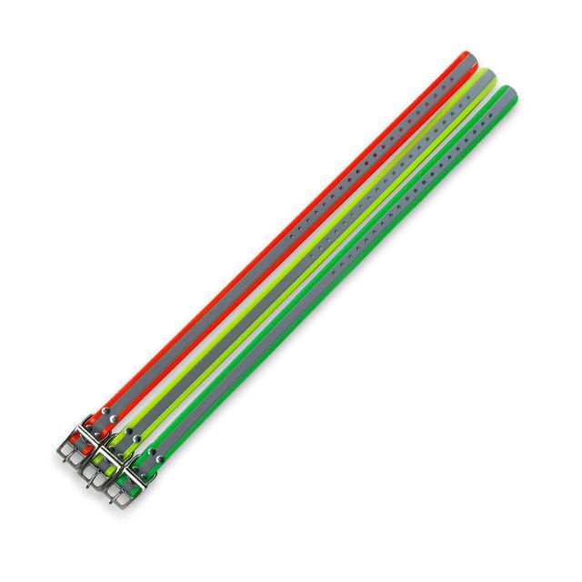 Collare Biothane Gold Reflect, 25mm di larghezza, fibbia US Collari incisi